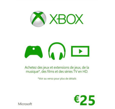 XBOX 1 MICROSOFT XBOX ONE Carte cadeau Xbox Live 25