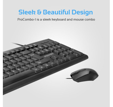 Ensemble clavier et souris USB filaire ergonomique -Promate-