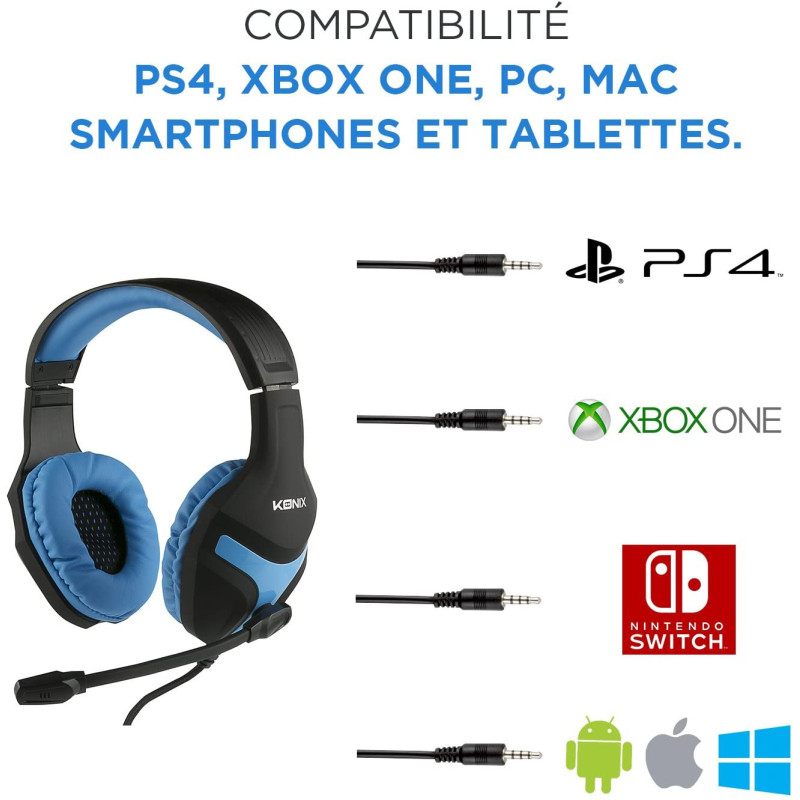 Casque Gaming Konix Mythics PS-400 pour PS4 Bleu