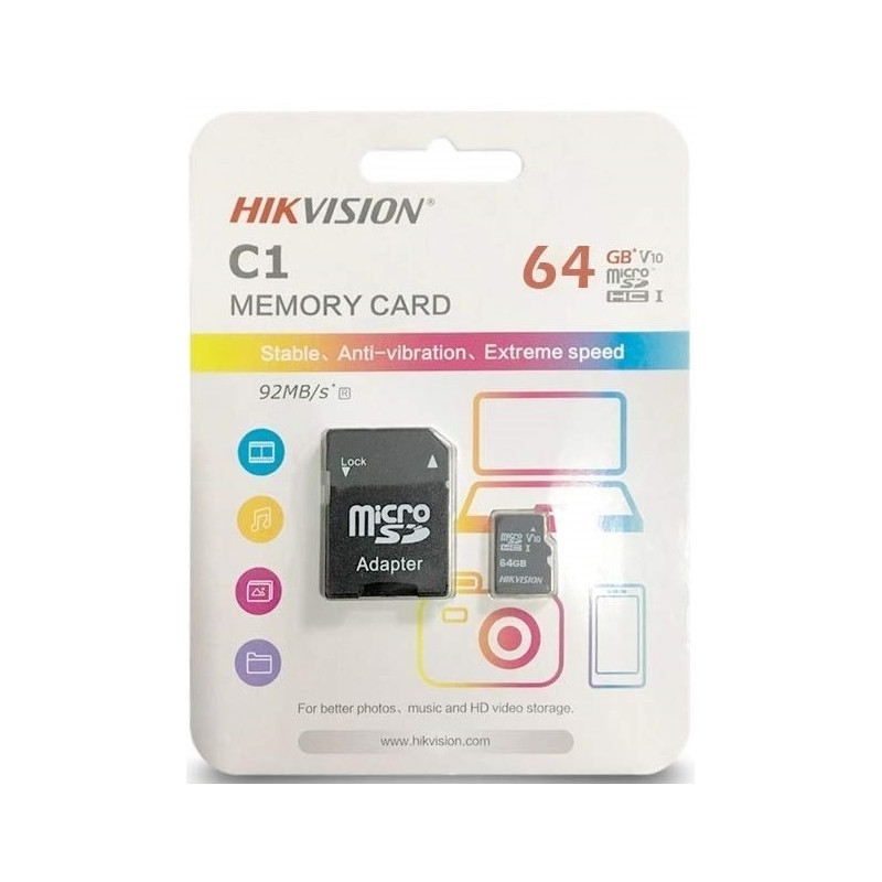 Carte memoire microSD HIKVISION 64 Gb Class 10 -UHS-I