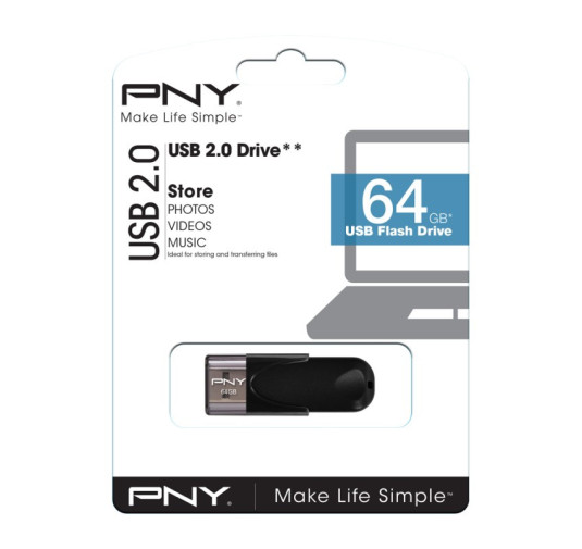 PNY FLASH DISK 64G USB 2.0 BLACK