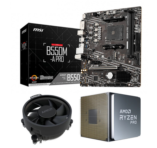 Kit upgrade PC AMD RYZEN 5 Pro 5650GE - Refroidisseur de CPU AMD Am4 Wraith Stealthenti - MSI B550M-A-PR