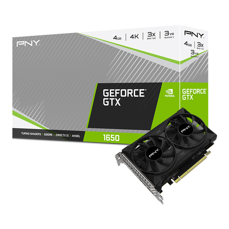 Carte Graphique PNY NVIDIA GeForce GTX1650 4Go GDDR6 double ventilateur