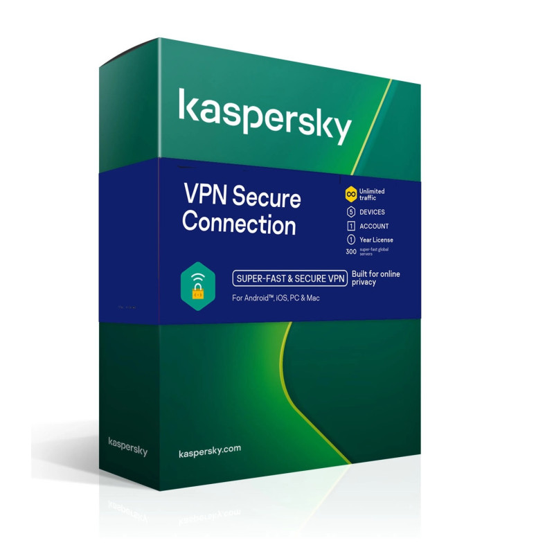 Kaspersky Secure Connection 5 appareils, 1 utilisateur, abonnement 1 an
