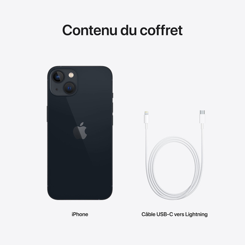 Smartphone Apple iPhone 13 Midnight, 128Go, Ecran 6.1", Black