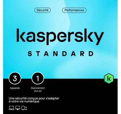 Kaspersky Antivirus Standard Protection - 3 postes - 1 an