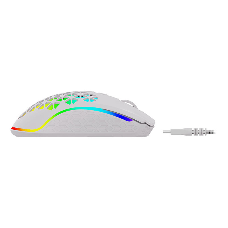 Souris Gamer AQIRYS Polaris - Double mode (Sans fil / filaire) - 16000 ppp, RGB White