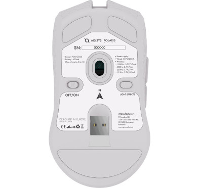 Souris Gamer AQIRYS Polaris - Double mode (Sans fil / filaire) - 16000 ppp, RGB White