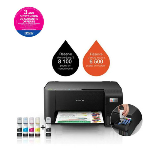 Imprimante à Réservoir EPSON EcoTank L3250 WIFI,  Couleur, Multifonction 3en1, A4