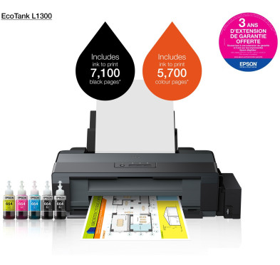 Imprimante Epson ECOTANK L1300 Monofonction Couleur A3+