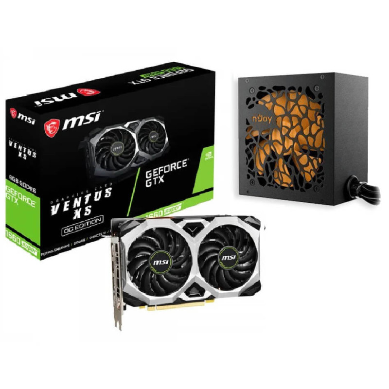 Kit upgrade PC : Carte Graphique MSI GTX 1660 Super Ventus XS OC + Alimentation NJOY TITAN+ 600W 80+ Bronze