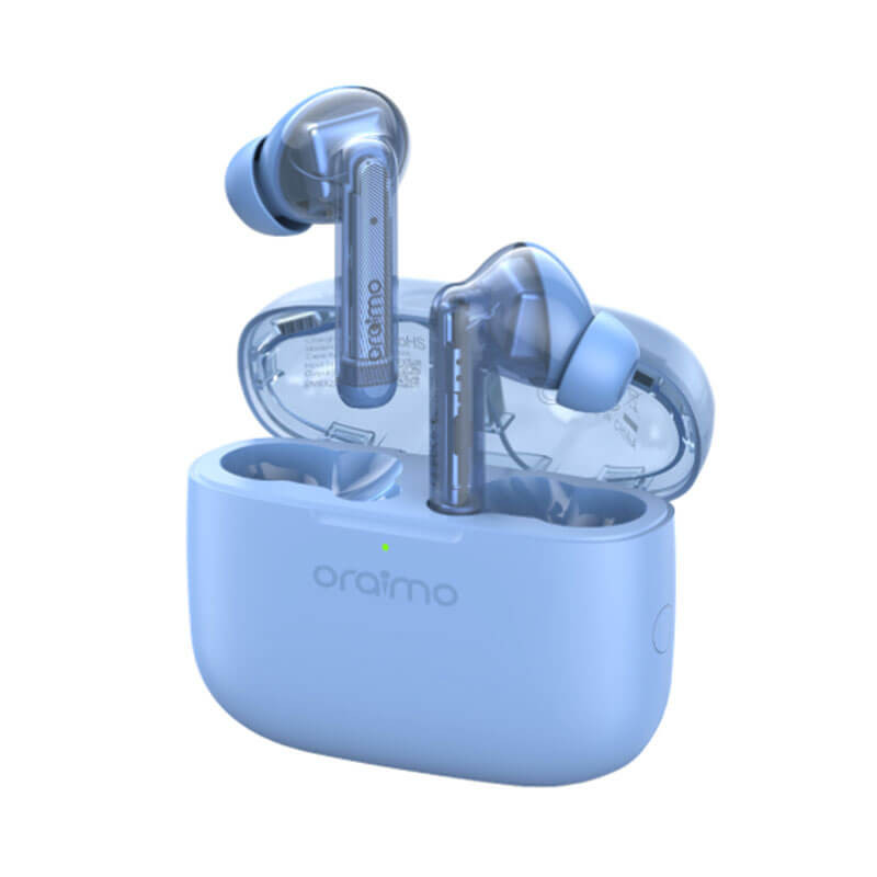 FreePods Oraimo - True Wireless Earbuds avec étui de chargement, Ice Lake Blue