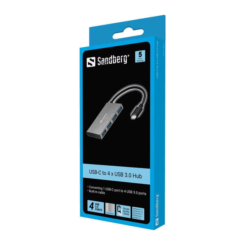 HUB SANDBERG USB-C To (4 Ports USB 3.0)