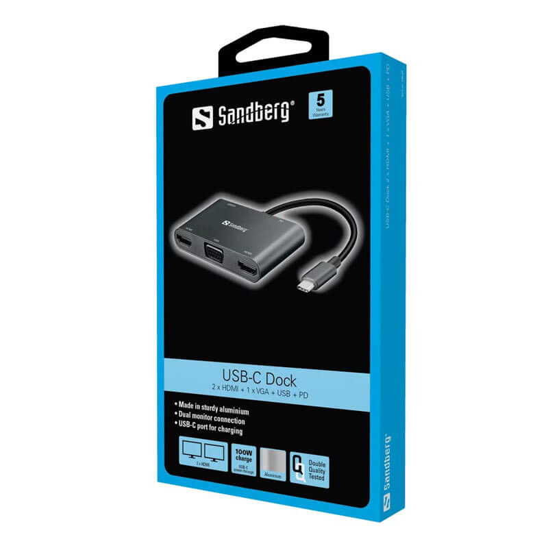 Docking mini Sandberg USB-C (5en1)