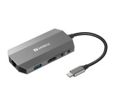Docking mini Sandberg USB-C (6en1)