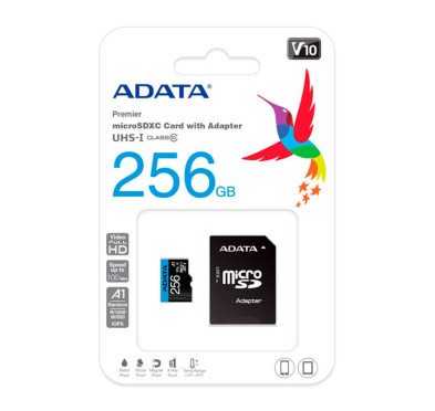 Carte mémoire micro SD A-DATA 256Go class 10 + Adapt
