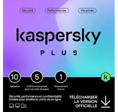 Antivirus KASPERSKY Plus 10 Postes - Abonnement 1 an