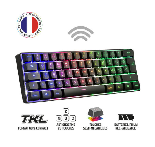 Clavier Gamer SOG - Semi Mécanique sans fil ELITE-K50, RGB