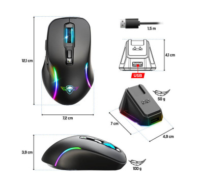 Souris Gamer sans fil Spirit of Gamer ELITE M50 DARK - 8000 dpi