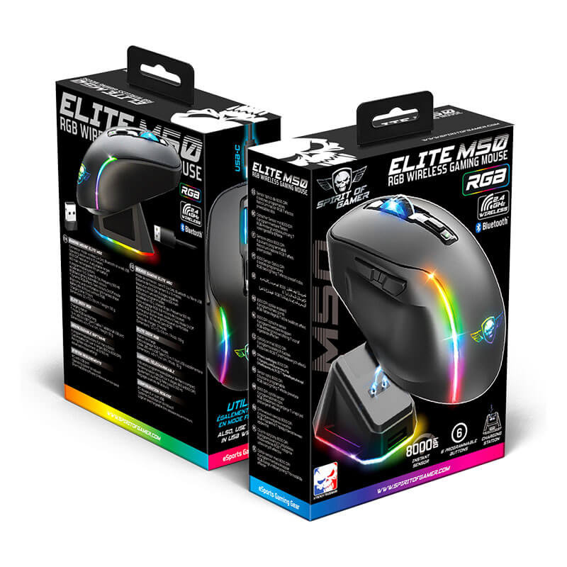 Souris Gamer sans fil Spirit of Gamer ELITE M50 DARK - 8000 dpi