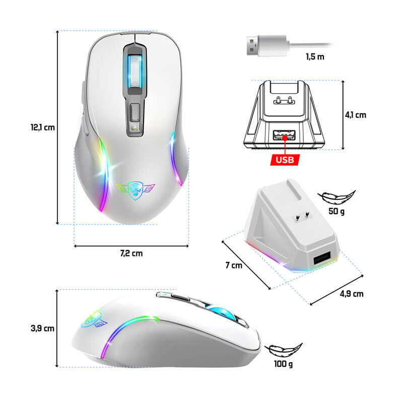 Souris Gamer sans fil Spirit of Gamer ELITE M50 ARTIC - 8000 dpi