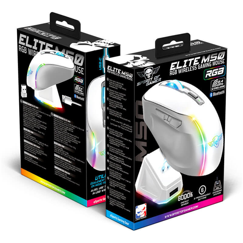 Souris Gamer sans fil Spirit of Gamer ELITE M50 ARTIC - 8000 dpi