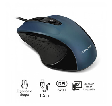 Souris ergonomique filaire Advance Shape 6D- Bleue