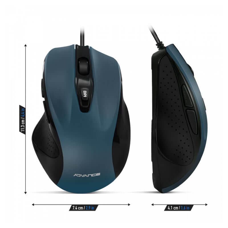 Souris ergonomique filaire Advance Shape 6D- Bleue