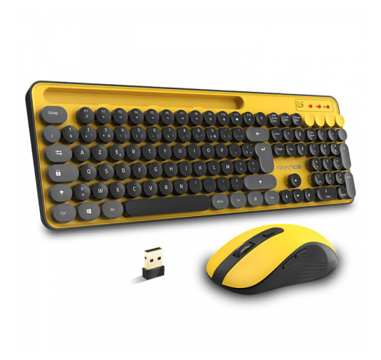 Pack clavier et souris sans fil Advance PEP'S Wireless - Jaune