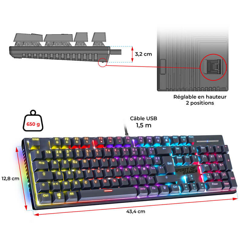 Clavier mécanique spirit of gamer XPERT-K250 - Noir