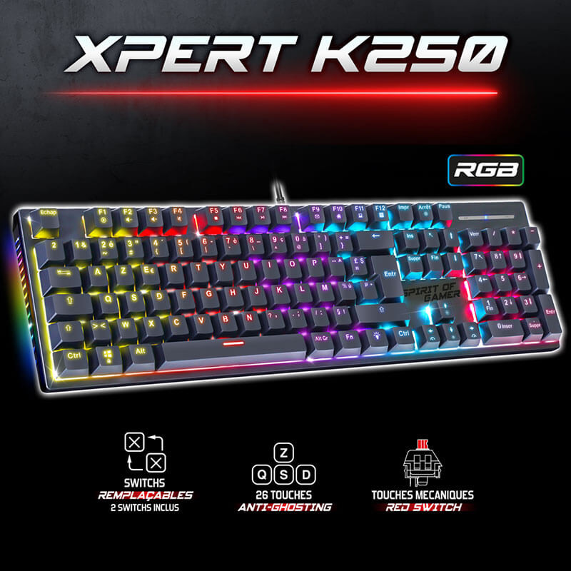 Clavier mécanique spirit of gamer XPERT-K250 - Noir