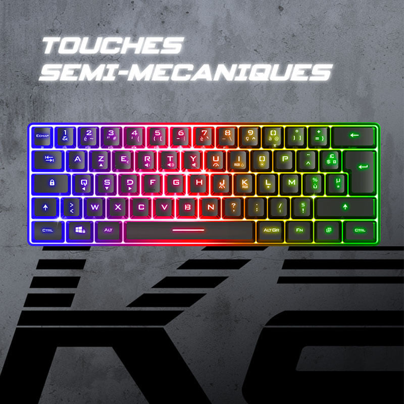 Clavier Gamer semi mécanique spirit of gamer PRO-K2 Dark TKL
