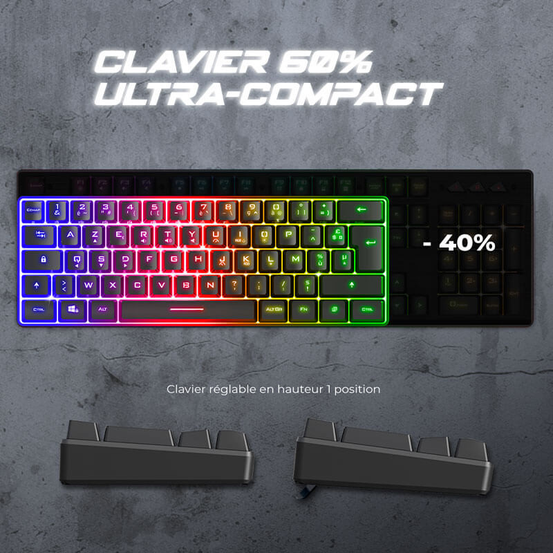 Clavier Gamer semi mécanique spirit of gamer PRO-K2 Dark TKL