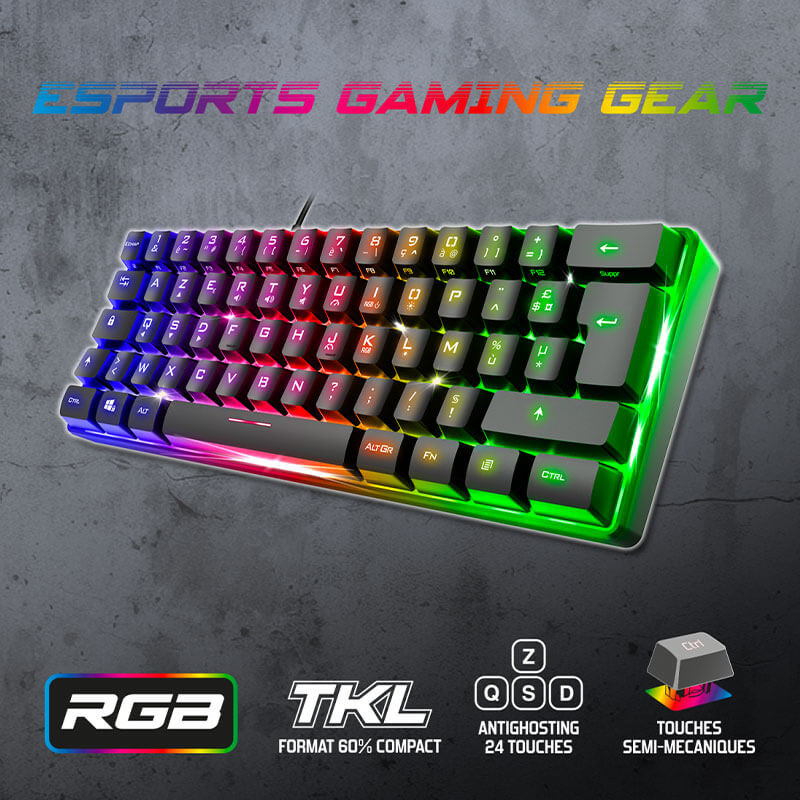 Clavier Gamer semi mécanique spirit of gamer PRO-K2 Dark TKL