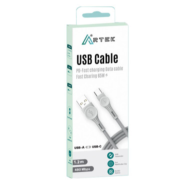 Câble USB-A to type USB-C, 1.2m 65Watt Data & charge rapide - Blanc