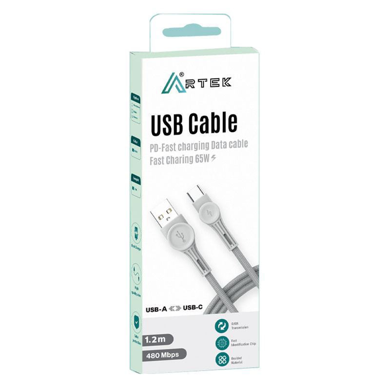 Câble Type USB-A to USB-C, 1.2m 65Watt Data & charge rapide - Blanc