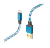 Câble de charge USB-A - Lightning "Reflective", 180Mbit/s, Nylon blindé - Bleu