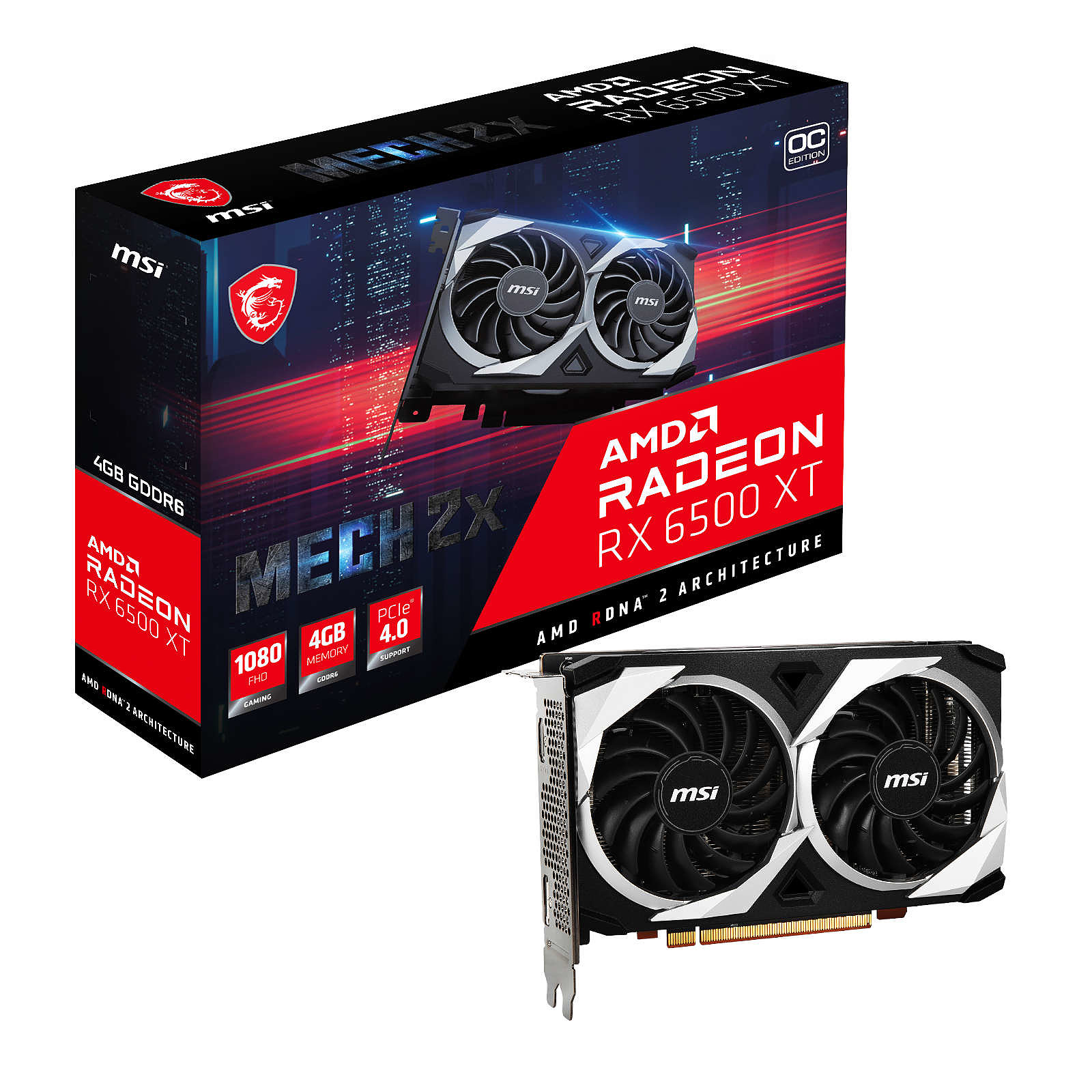 CARTE GRAPHIQUE MSI RADEON RX6500XT MECH2X4GOC