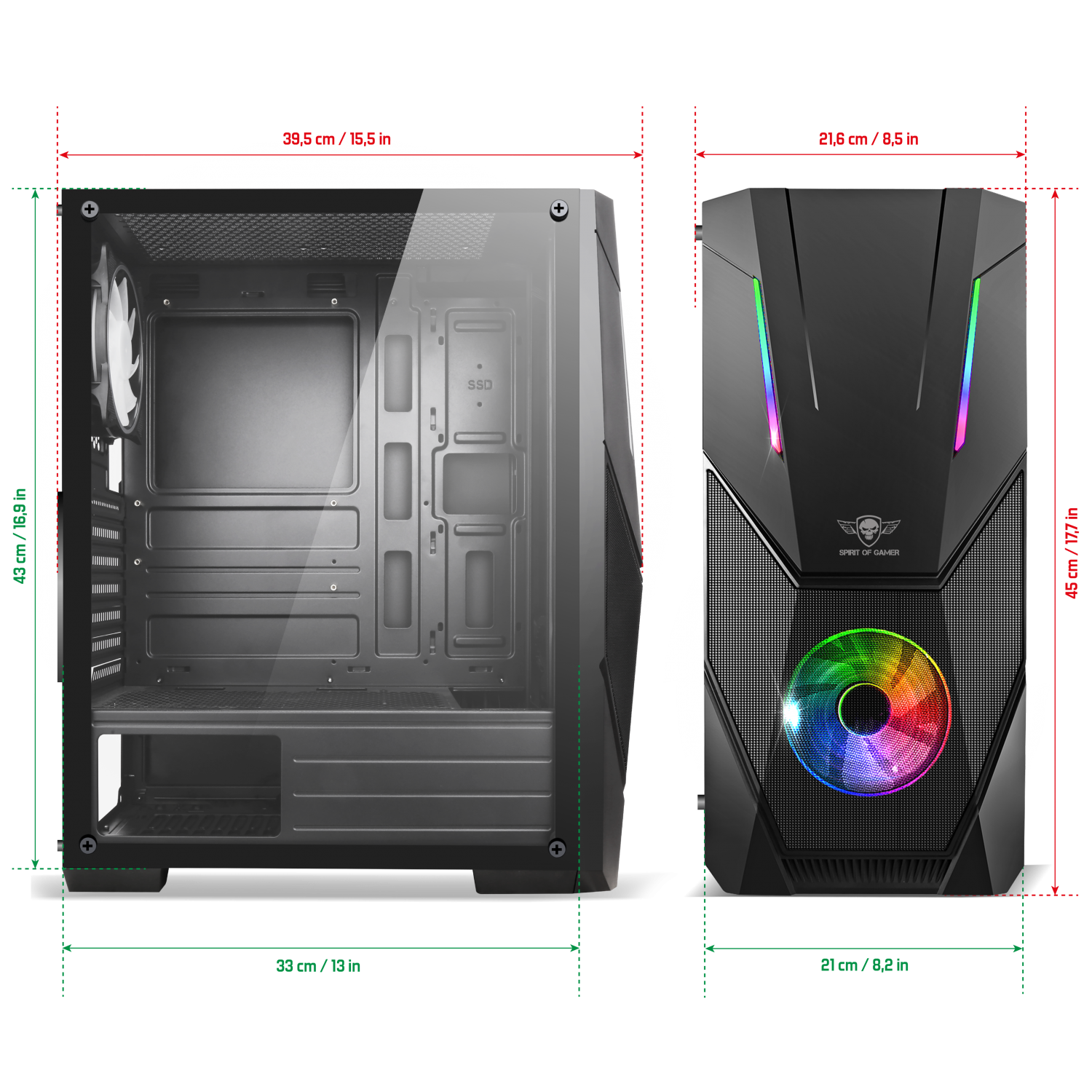 BOITIER SOG ROGUE V RGB dimension